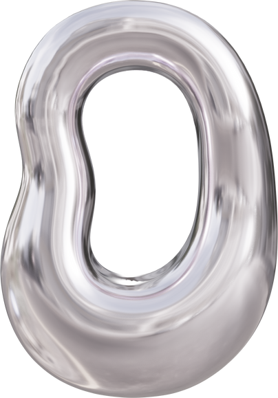 3D Liquid Chrome Number 0 Text Effect